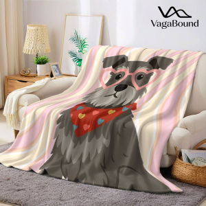 Retro Schnauzer Flannel Blanket Warm Soft Halloween Christmas Decorative Couch Warm Cozy All-Season Gift