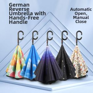 MENGMIAN | Automatic Reverse C-Handle Hands-Free Car Use Gift Umbrella