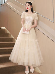 Champagne Color Princess Style Dress Womens Evening Gown 2025 New Fashion Banquet Hostess Art Exam Adult Ceremony High-End Feeling