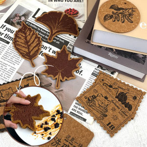 Wood Pulp Fiber Sponge for Dishes Autumn Leaves Stamp Shape Scouring Pad Highly Absorbent Hanging Kitchen Cleaning Sponge