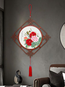 Peony Flower Wealthy Knot Decorative Painting Bedroom Entrance Hall Living Room Hanging Decoration Chinese Traditional Craft
