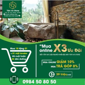 Bồn tắm đá cuội nguyên khối Tâm An Stone