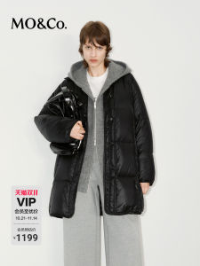 MOCO Lightweight Warm Duck down Jacket 90 White Goose down Magnetic Button Mid-Length Heating Lining Loose Fit Cozy Core