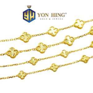 Rantai Tangan 5 Clover/Daun Semanggi Full Gold Emas 916 Yon Hing