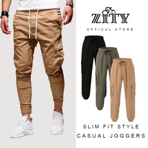 ZITY Adjustable Belt Elastic Leg Binding Slim-Fit Style Man Pants