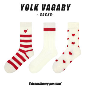 Fluorescent Green Polka Dot Stripe Mid-Calf Womens Socks Vintage Retro Spring Fashion Designer Cotton Moisture Wicking