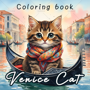 Venice Cat Bold-easy Patterns Coloring Book for Adults Cute Drawing Book Perfect Painting Gift for Party and Birthday