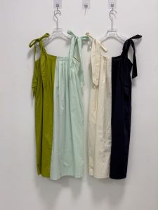 XITAO Bandage Bow Square Collar Pullover Dress Spaghetti Strap Loose Ankle-length Summer Show Thin Casual LYD1247