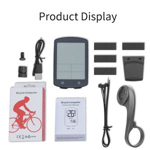 Wireless Bike Computer LCD Large Screen 3-inch Rechargeable With Backlight Bicycle Speedometer Odometer Ultra-long Standby Time