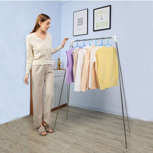 Portable Folding Clothes Drying Rack Indoor Space Saving Retractable Bedroom Clothes Drying Rod Easy Carry Stainless Steel