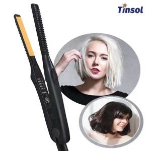 2-in-1 Mini Hair Straightener Curling Iron Professional Ceramic Short Flat Iron for Women & Men Beard Straightener
