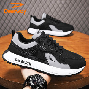 Deerway Mens Shoes Autumn Fashion Sports All-Match Leather Slip-On Student Soft Bottom Casual Wear-Resistant Agan Trend Shoes