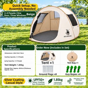 HUI LINGYANG | Thickened Silver Coating Quick Automatic Tent Waterproof Sun Protection