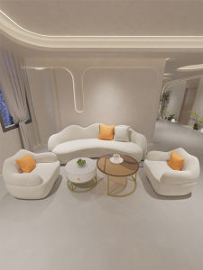 Modern Minimalist Arc Sofa for Beauty Salon Reception Cream Style Rest Area Small Luxury Sofa for Womens Clothing Shop