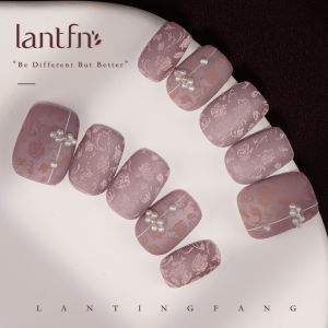 L Original Purple Kite High Quality Handmade Wearable Nail Art New Chinese Style National Feel Purple Cheongsam Texture Nail Tips