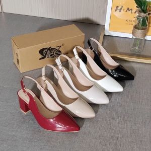 summer Fashion 2 Inch  Pointed Toe glossy Leather High Heels Womens Shoes