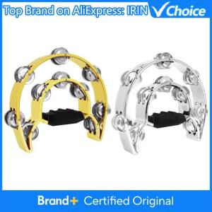 IRIN | IRIN Finger-Shaped Handle Hand Bell Double Layer Hand Ring Tambourine Metal Jingles Gold Silver KTV Party Musical Tambourine