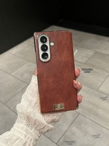 Crazy Horse Leather Gold Plated Luxury Phone Case
