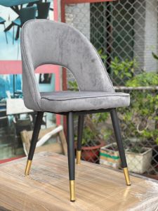 Ghế ăn cơm gia đình SAARIEN LACASA da nỉ chân sắt bọc núm đồng nhập khẩu cao cấp sang trọng hiện đại- Ảnh thật