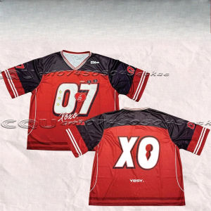 Xo & 07 รูปแบบ V คอผู้หญิงเสื้อยืดขนาดใหญ่หลวมแขนสั้นสบายๆ Hip-Hop Street Dance ชุดแฟชั่น TOP