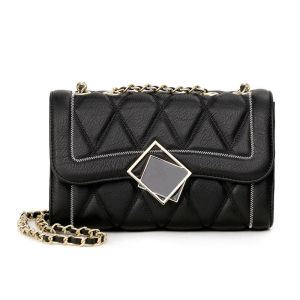 AIDRANI  Women Crossbody Shoulder Bag Diamond Lattice Handbag Lady Purse Split Leather Chain Strap Messenger Bag Valentine Day Gift Q1060