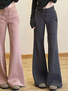 American Style High Waist Slimming Bell Bottom Sport Pants Womens Drawstring Casual Trousers Autumn New Arrival Lulu Wide Leg Pants