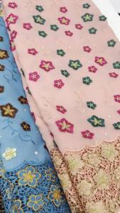 3D Cotton Nigerian Cotton Dry Lace Fabric 2026 High Quality Swiss Voile Stone Embroidery Lace Fabric For Women Prom Party M389-1