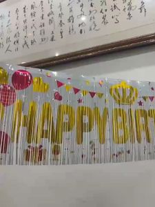 Big Party แบนเนอร์พู่สุขสันต์วันเกิด แถบลูกไม้ ม่านกันฝน อุปกรณ์ตกแต่งงานเลี้ยงวันเกิด ตกแต่งวันเกิด