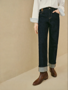 INMAN | Fleece Lined Straight Cut Jeans High Waist Flared Loose Pants
