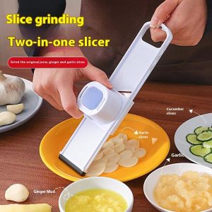 2 in 1 Ginger Garlic Cutter Slicer Manual Slicing Grinding Double-Sided Vegetable Cutg Chopper Kitchen Tool