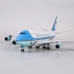 Air Force One Boeing 747 Airplane Model 1:150 Scale 18.5 Inches Length with LED Lights Highly Simulated Resin Material Aviation