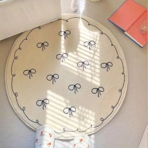 INS Style Korean-style Living Room Round Rug Hanging Basket Mat Faux Cashmere Decorative Rug Bedroom Bedside Walk-in Closet Carpet   FUNIANQI