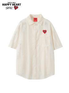 CHARLES JANGS HAPPY HEART | Breathable Loose Short Sleeve Shirt Summer