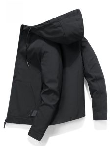 ROMON | แจ็คเก็ตทรงหลวมสไตล์ลำลองสำหรับผู้ชาย ทรงสั้น พร้อมฮู้ด แจ็คเก็ตกันลมสำหรับกลางแจ้ง ฤดูใบไม้ผลิและฤดูใบไม้ร่วง แจ็คเก็ตผู้ชายแบบลำลอง