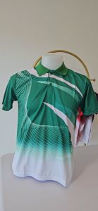 [คอปกพิมพ์ลายสีเขียว ผ้ากีฬางาน สีเขียว สร้างของ 300 หนึ่ง ราคา 350 บาท]