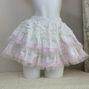 กระโปรงสั้นทรงเค้กผ้าลูกไม้สไตล์บัลเล่ต์หวานๆ สำหรับสาวๆ กระโปรงสั้นทรงเอเอวสูง ความยาวปานกลาง ฤดูร้อน 2024