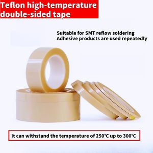 SMT double-sided Teflon tape high temperature resistant double-sided tape with high temperature white glass fiber Teflon high temperature tape circuit board factory paste components used repeatedly