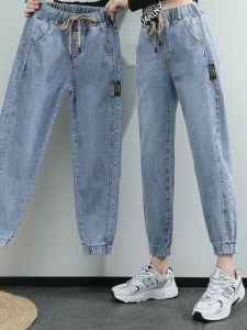 High Waist Wide Leg Denim Pants Womens Summer New Style Korean Version Student Slimming Cabbage Pants Two-Piece Set