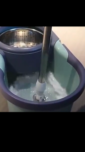 Hisoa Household Rotating Mop with Curved Bucket Cleaning Mop No Wash Hand Mop with Mop Pad Floor Mop Seret Pegangan