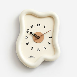 Modern Minimalist Artistic Creamy Style Wall Clock Living Room Decorations Home Use Creative Clock without Drilling