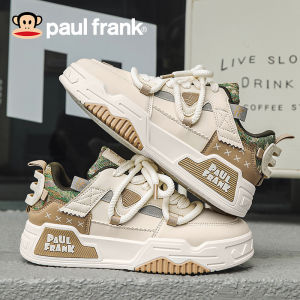 Paul Frank Mens Casual Shoes 2024 Spring New Style Heightening Leisure Sneakers round Toe Rubber Outsole Pure Color Youth Trend