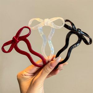 Kẹp Tóc Acetate U-Shape Đơn Giản Có Nơ Bướm Cho Phụ Nữ Kẹp Tóc Tròn Cao Cấp Mới 2025 Phụ Kiện Tóc Thời Trang Kẹp Tóc