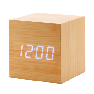 JNL Wooden Cube LED Digital Alarm Clock With Temperature Display DZZ-2
