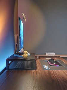 ชั้นยกระดับหน้าจอคอมพิวเตอร์ตั้งโต๊ะชั้นวางของเดสก์ท็อปชั้นวางหนังสือขาตั้งจอแลปท็อปคอมพิวเตอร์(HongKong60)