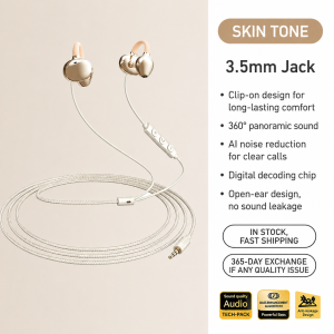 Newmsnr | Open Ear Clip Wired Earphones Type-C 3.5mm Headphones with Mic Volume Control Non In-Ear Sports Gaming Music Headset For Samsung