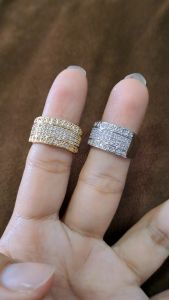 Cincin Wanita Bulat Lisa Full Crystal Berlian Titanium 22K