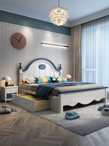 Modern Minimalist Solid Wood Childrens Bed for Boys and Teenagers 1.2 M Single 1.5 M Double M High Box Storage Princess Bed