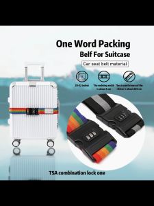 Luggage Strap Belt with Password Lock Heavy Duty Travel Luggage Cross Belt Strap Suitcase Belts Wide Adjustable Packing Straps to Secure Bag Cargo Safe Quick-Release
