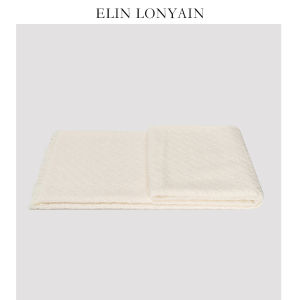ELIN LONYAIN | Modern Minimalist Beige Fringed Throw Blanket