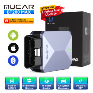 MUCAR BT200 MAX OBD2 Scanner  ECM TCM ABS Full System 15 Reset CAN-FD Bi-directional Car Diagnostic Tools  Lifetime update